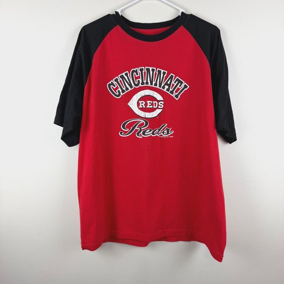 Cincinnati Reds Men’s XL Red Black Raglan Tee MLB Baseball - Picture 1 of 5